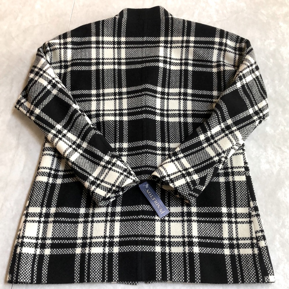 Pendleton Virgin Wool Black and White Tartan Plaid Women Blazer Jacket Size S - Picture 4 of 16
